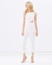 Jumpsuit With Side Cut Outs - White