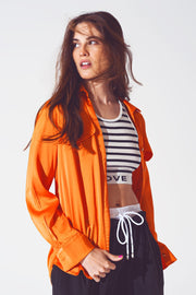 Rayon Relaxed Shirt in Bright Orange