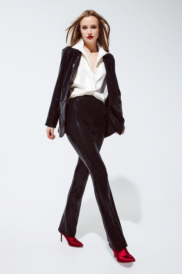 Party Relaxed Sequined Blazer in Black
