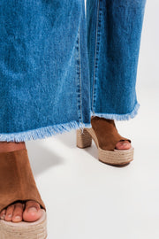 Relaxed Flare Jean in Mid Blue Wash