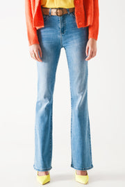 70s High Flare Jeans in Light Wash Stretch