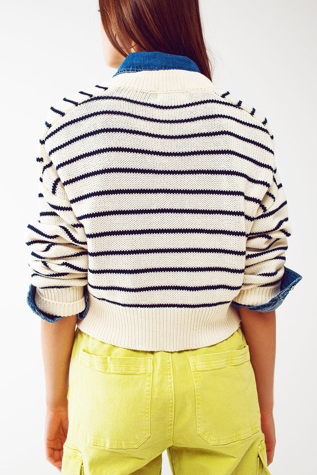 Navy Striped Slouchy Jumper