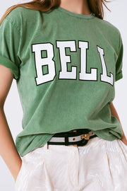 T-Shirt With Bella Text in Green