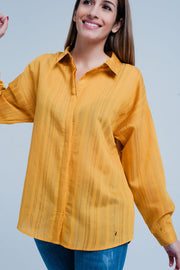 Mustard Shirt Thin Black Stripes