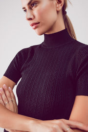 Cable Knitted Jumper in Black