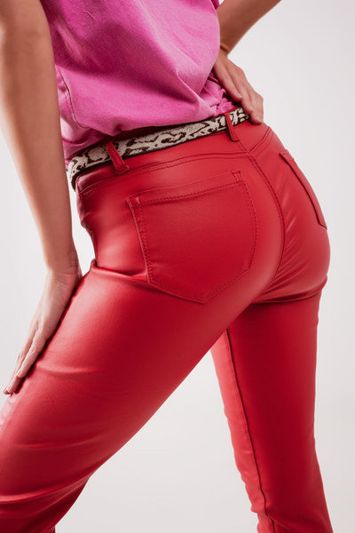 Coated Pants in Red