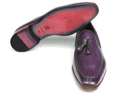 Paul Parkman Men's Tassel Loafer Purple Hand Painted Leather (ID#083-PURP)