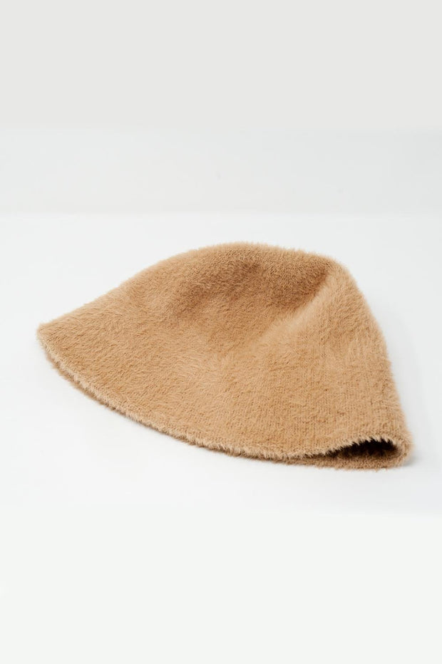 Beige Knitted Bucket Hat