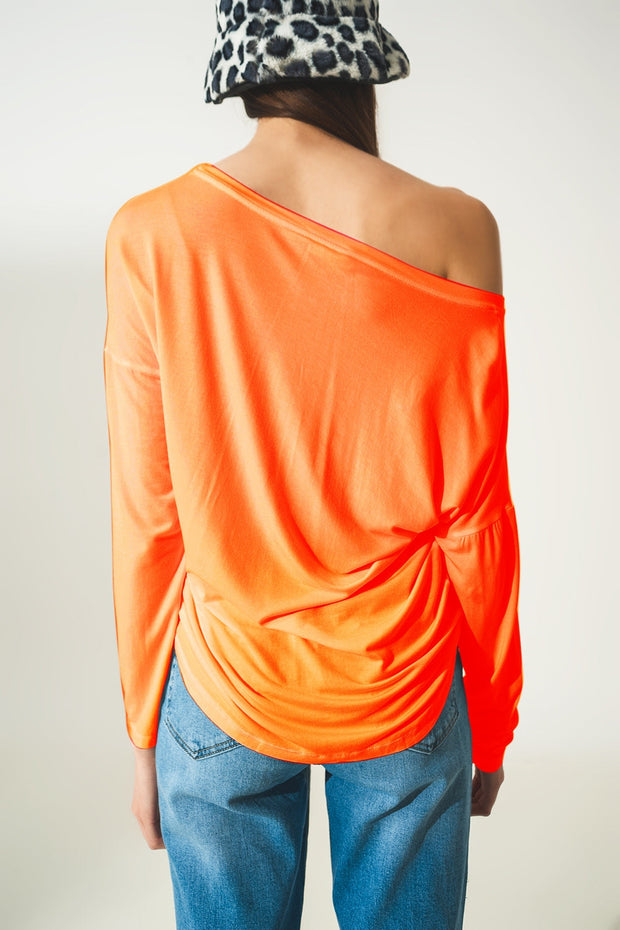 Long Sleeve T Shirt in Orange Modal