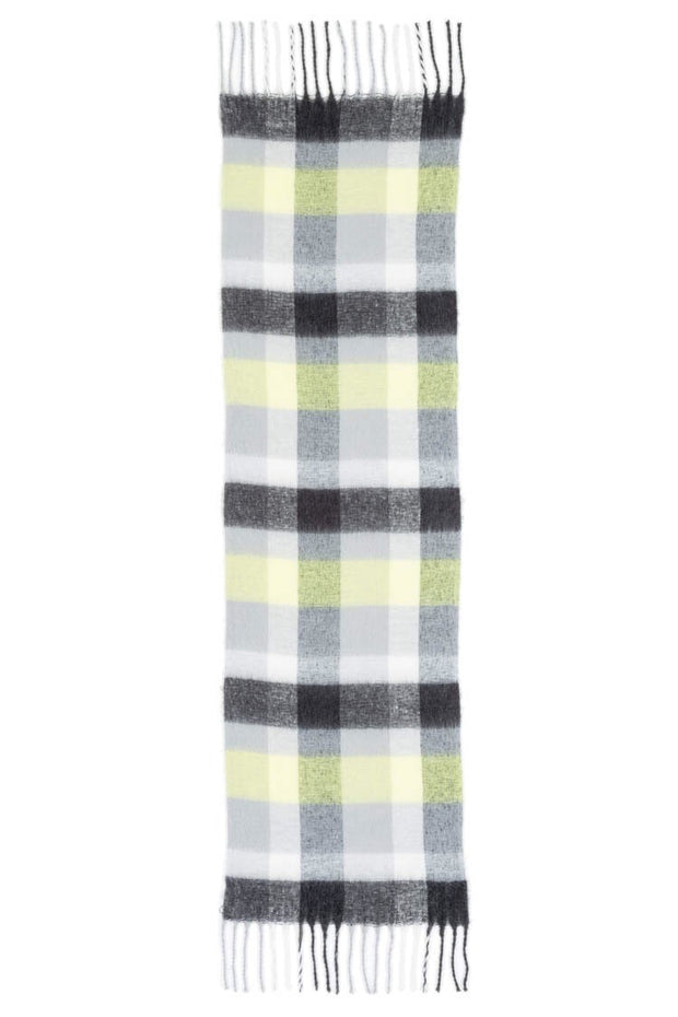 Brushed Fringed Scarf in Grey Check