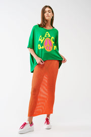 Maxi Sheer Crochet Skirt in Orange