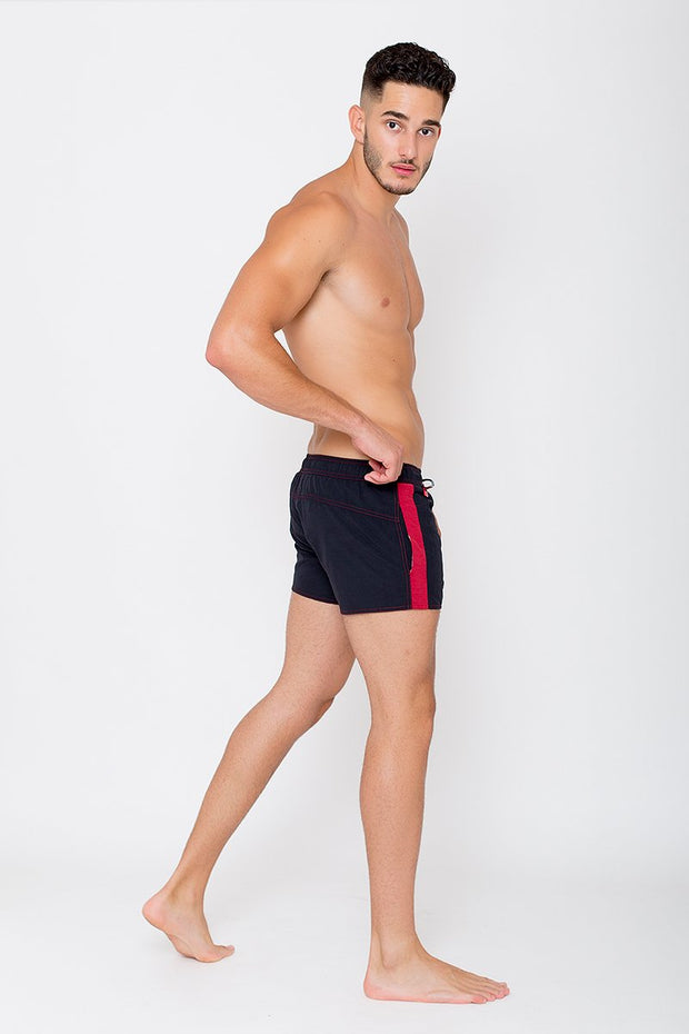 Quick Dry UV Protection Perfect Fit Black Beach Shorts "ATMOSPHERE" Side Pockets