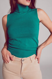 Knitted Tank Jumper in Green