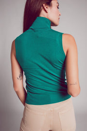 Knitted Tank Jumper in Green