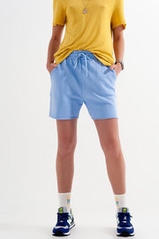 Co-Ord Jersey Slim Shorts Shorter Length in Blue