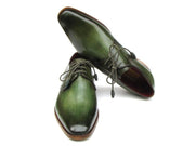 Paul Parkman Men's Green Hand-Painted Derby Shoes (ID#059-GREEN)