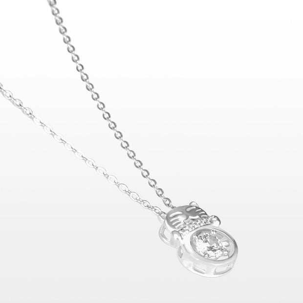 925 SOLID STERLING SILVER DOUBLE LUCKY CAT NECKLACE