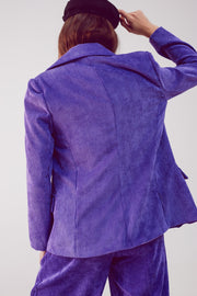 Blazer With Vintage Buttons in Purple Cord