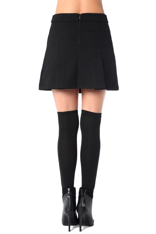 Black Mini Skirt With Black Button Detail