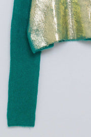 Green Sweater With Metallic Glow