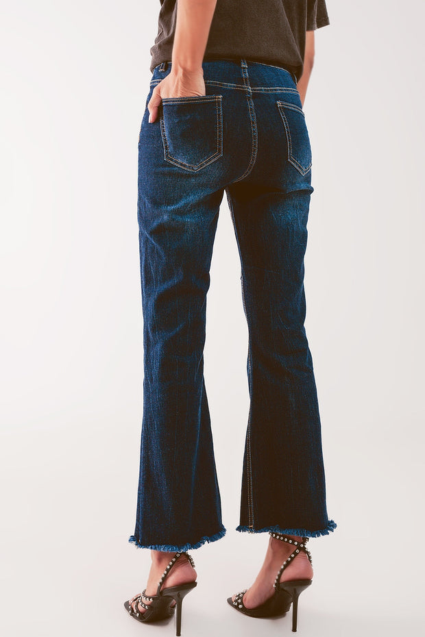 Cropped Kickflare Jeans in Mid Washing