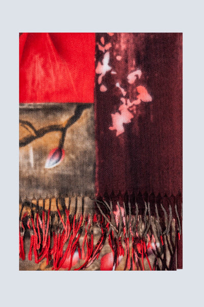 Red Flower Print Scarf