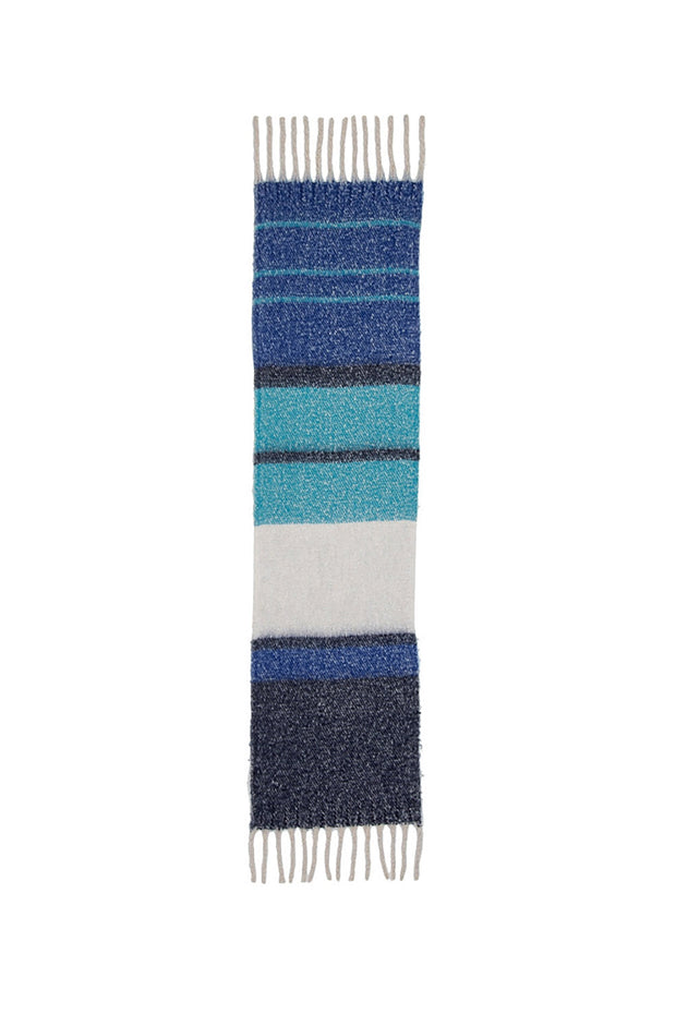 Chunky Scarf With Stripes in Blue