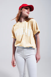 T-Shirt With Brooklyn District Text in Yellow