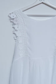 Broderie Frill Detail Top in White