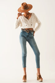 Push Up Ripped Skinny Jean in Blue