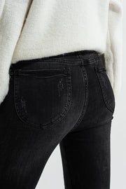 Skinny Jeans With Ankle Zip in Black Wash