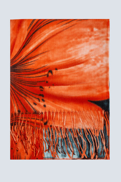 Orange Flower Print Scarf