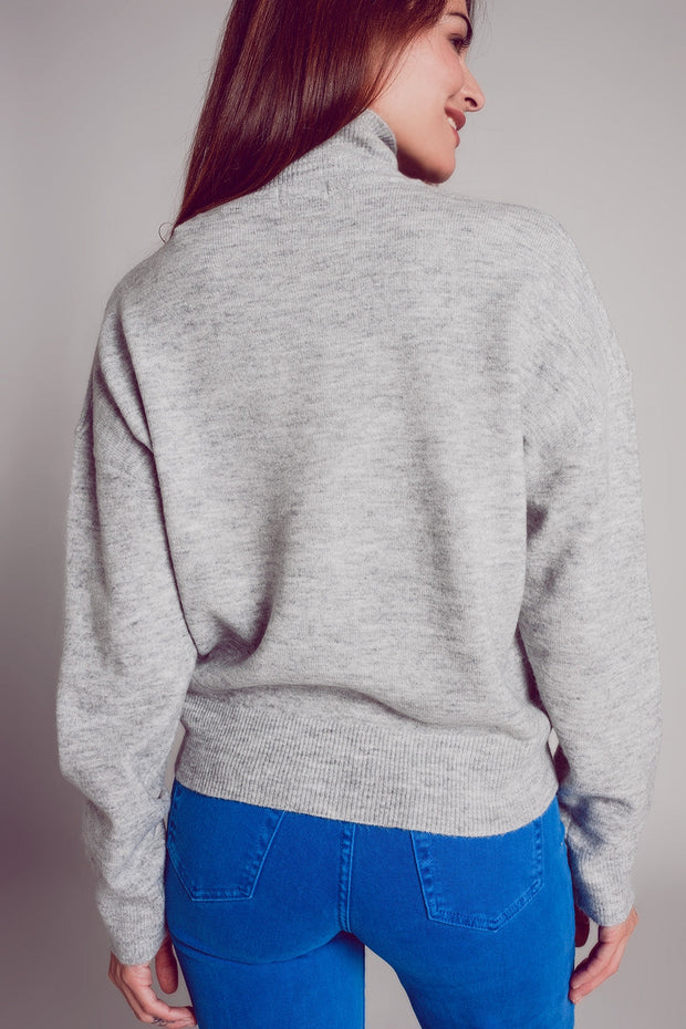 Super Soft High Neck Sweater in Gray