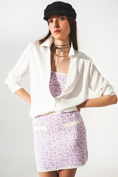 Satin Shirt With v Neck in Cream