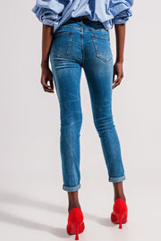 Stretch Skinny Jeans in Mid Wash