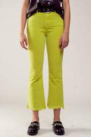 Flare Corduroy Pants in Lime Green