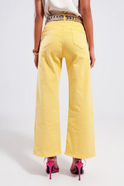 Wide Leg Jeans in Sunshine Yellow