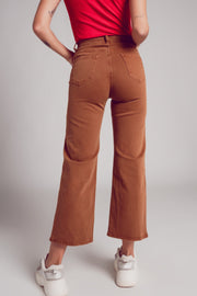 Wide Leg Jeans in Camel Brown