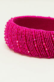 Headband With Beads in Fuchsia