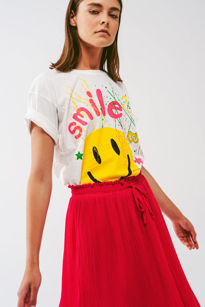 Graphic Smile With Me Text T-Shirt in White