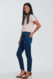 Skinny Regular Waist Jeans in Light Denim