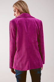 Blazer With Vintage Buttons in Fuchsia Cord