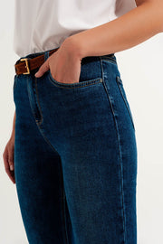 High Waisted Super Skinny Jeans in Dark Blue With High Quality Elastic