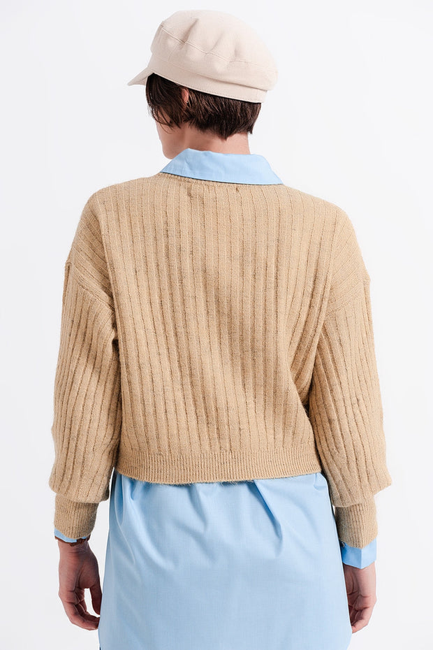 Beige Sweater in Stripe