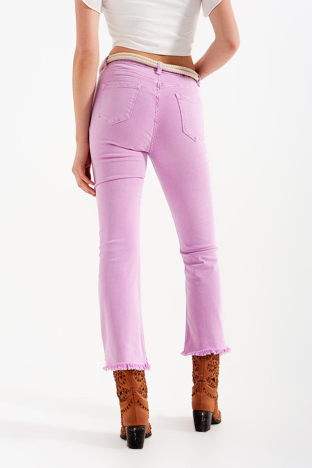 Straight Pants in Pink With Wide Ankles