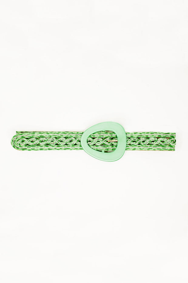 Crystal Embellished Belt in Green