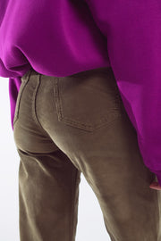 Cropped Cord Pants in Khaki