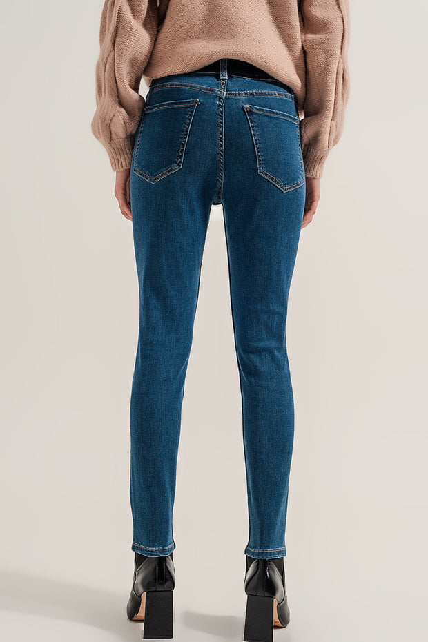 High Waist Super Skinny Jeans in Medium Blue