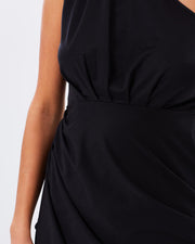 One Shoulder Asymmetrical Dress - Black