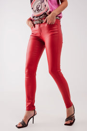 Coated Pants in Red